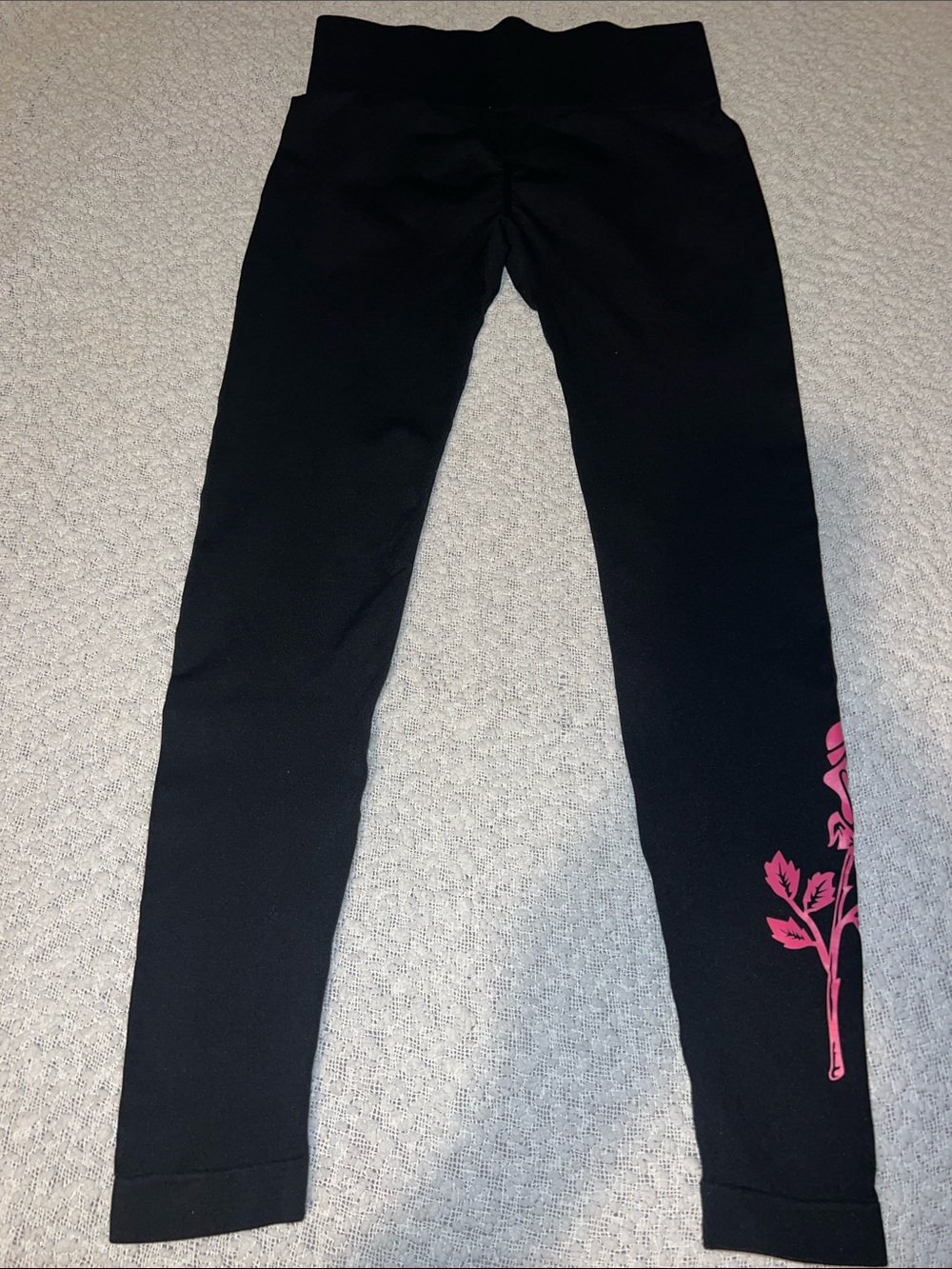 Civil Regime Black High-Rise Leggings with Pink Flame Rose Graphic - Picture 2 of 6